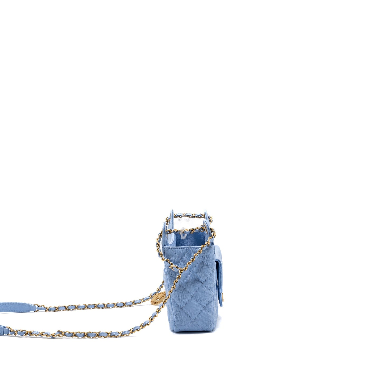 Chanel 23c Hobo Caviar Light GHW Microchip Blue Small Shoulder Bag