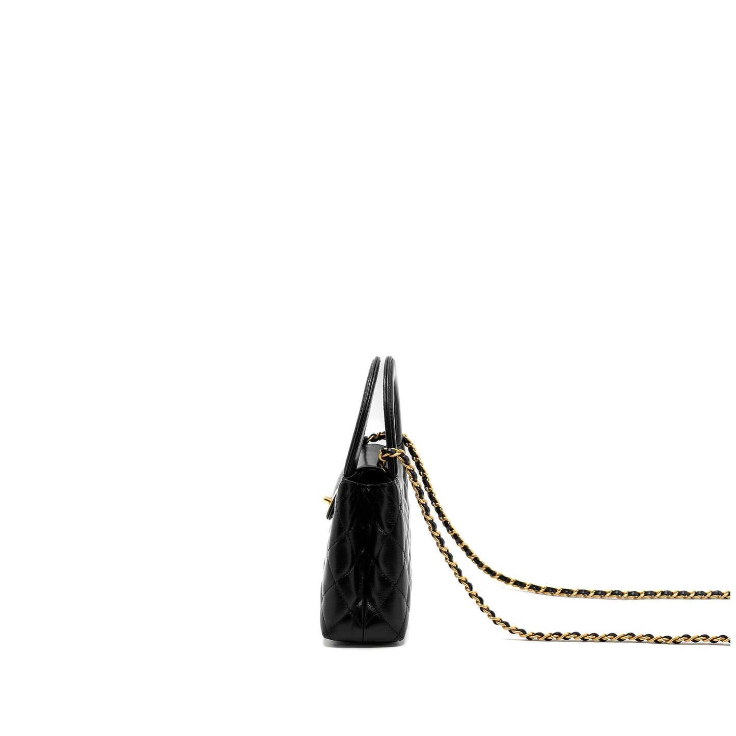 Chanel 23k Shopping Calfskin Brushed GHW Microchip Black Tote Bag