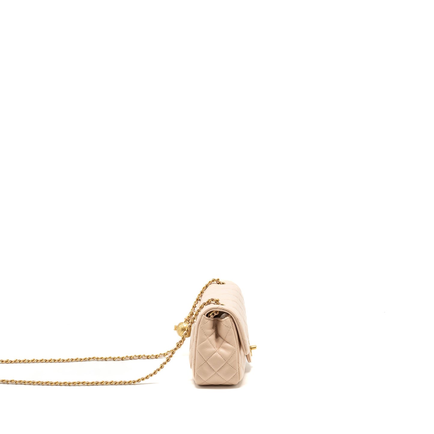 Chanel Pearl Crush Square Flap Lambskin Light Beige Shoulder Bag