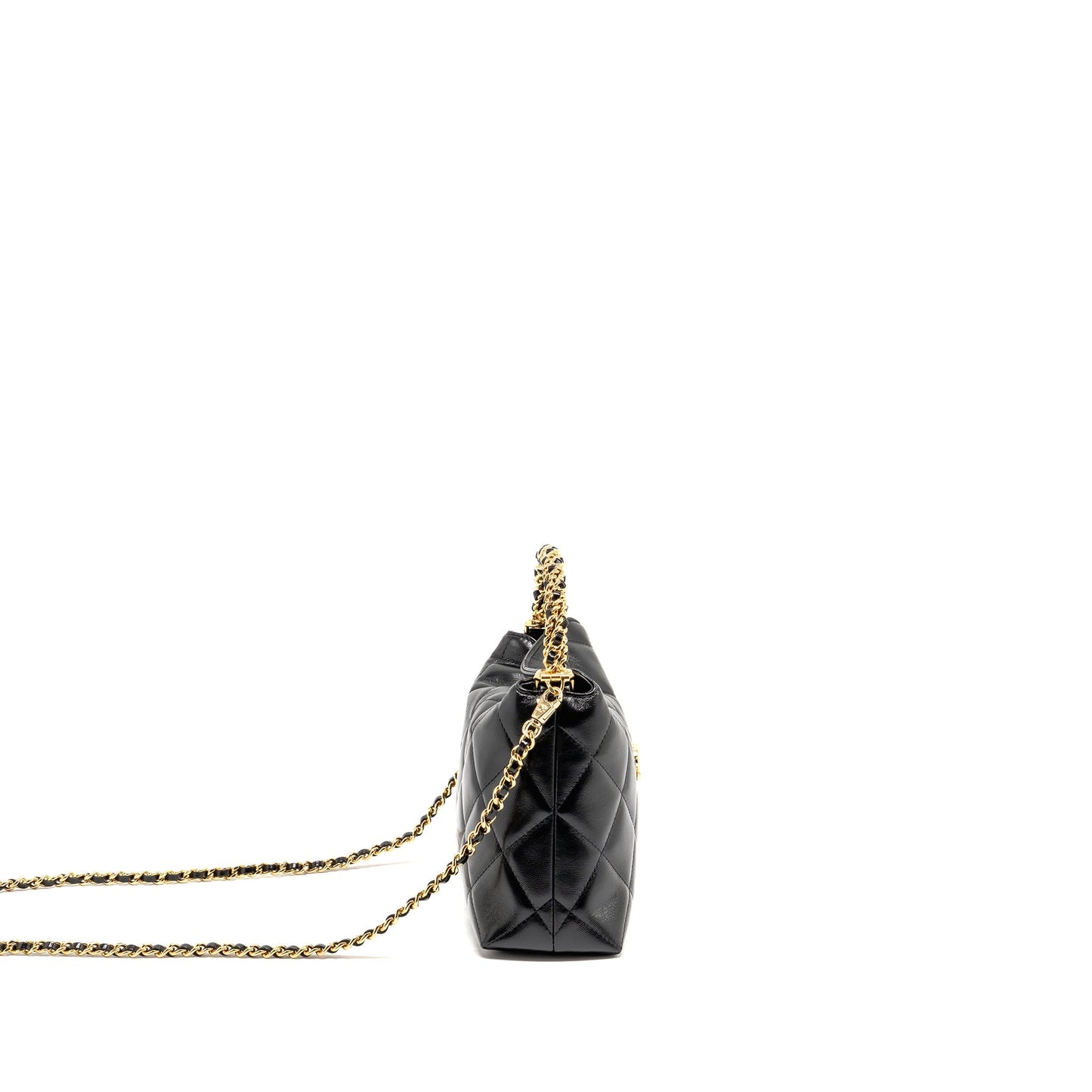 Chanel 24B Twist Top Handle Hobo Lunch Black Shoulder Bag