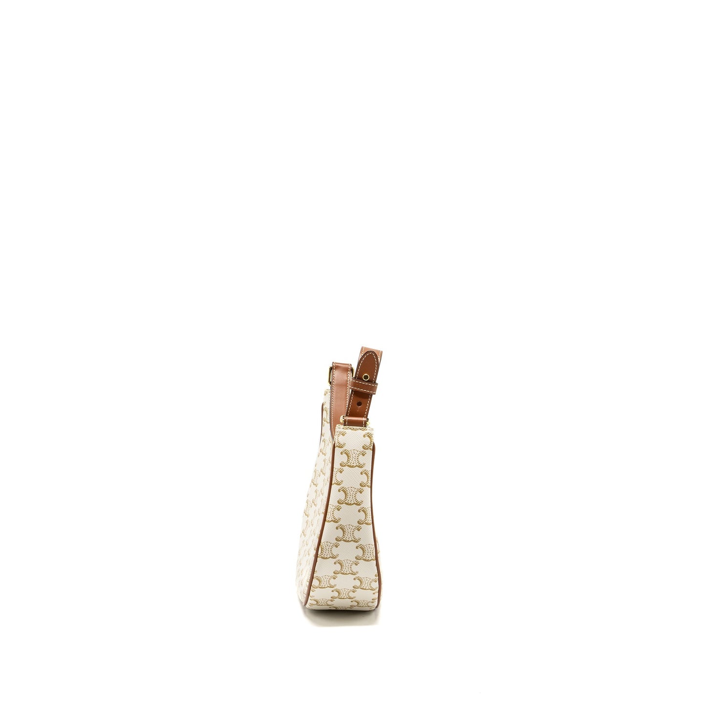 Celine Ava Purse Triomphe Calfskin Handbag Canvas White Travel Bag Brown Handbag