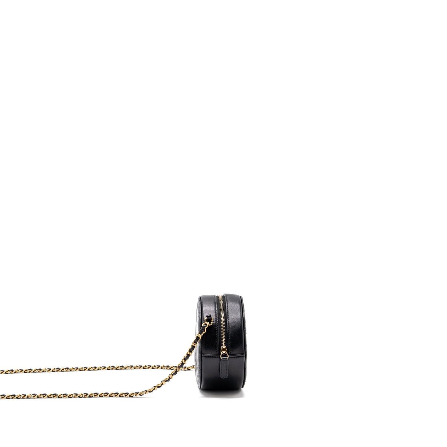 Chanel Limited Edition Charm Round Lambskin GHW Black Key Chain