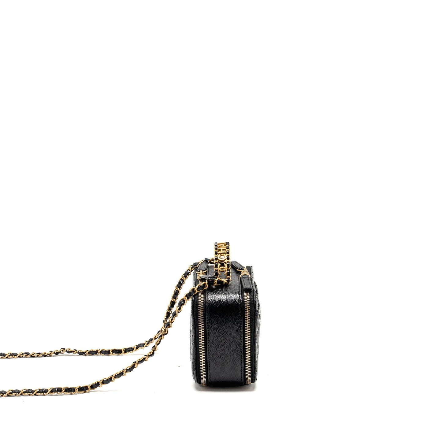 Chanel Logo Detailed Handle Pick Me Up Black Mini Bag
