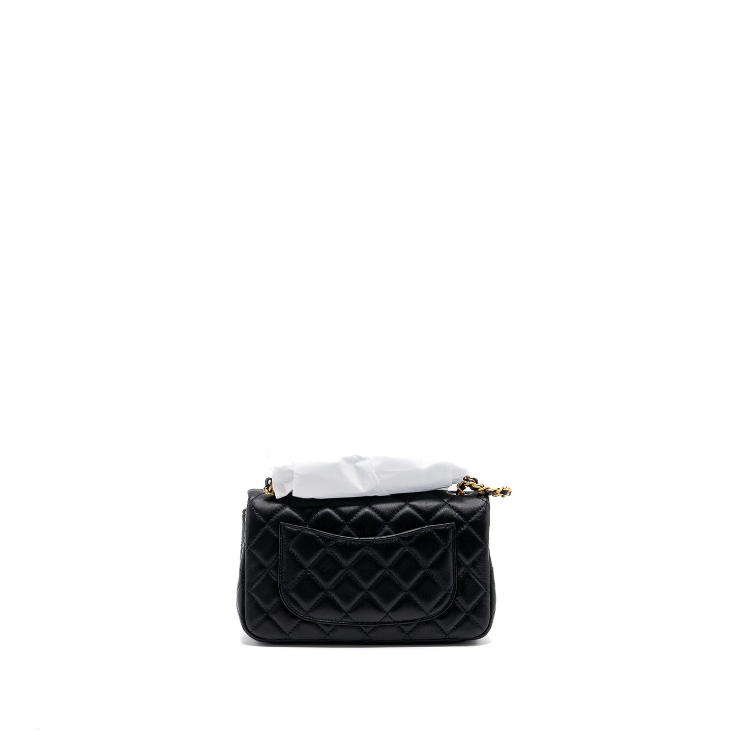 Chanel PEARL CRUSH LAMBSKIN BRUSHED GHW Black Mini Bag