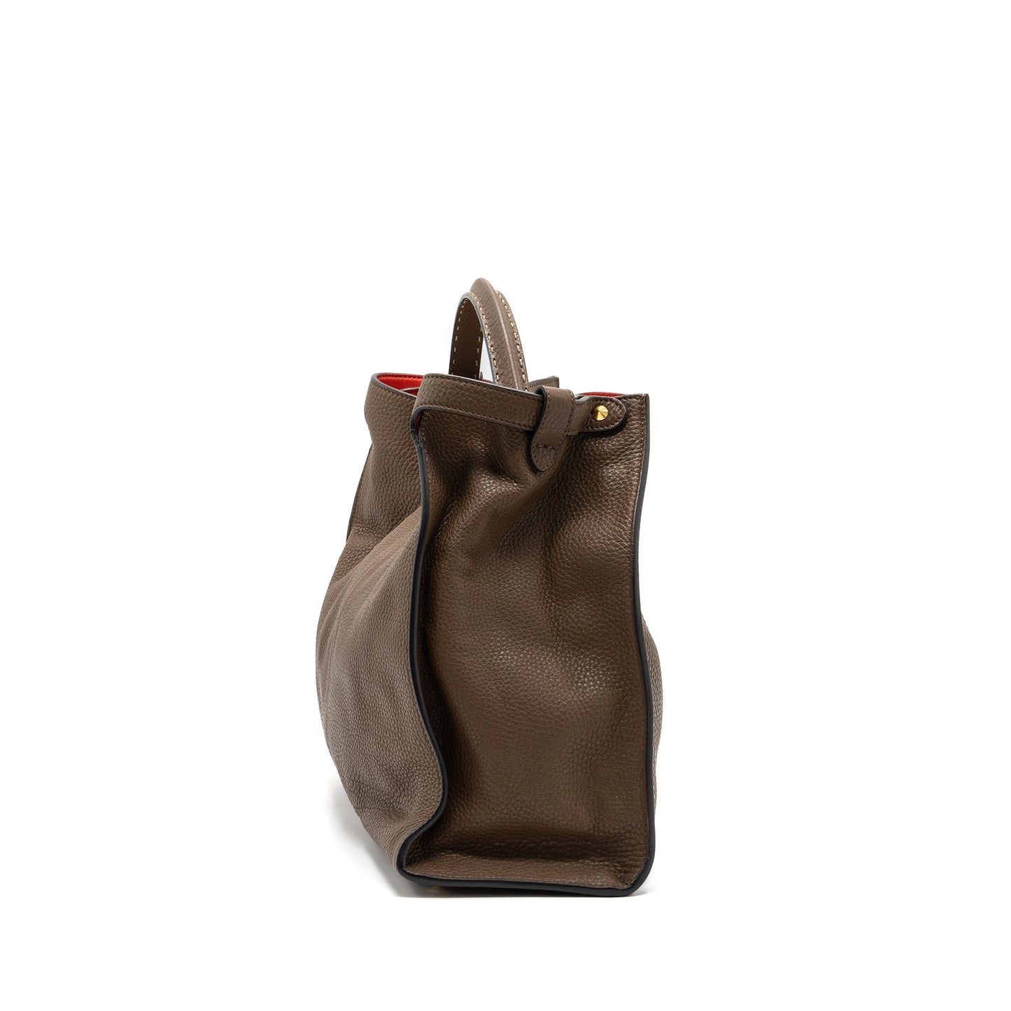 Fendi Peekaboo Lite Roma Amor Handle Purse Calfskin Brown Red Pink Travel Bag