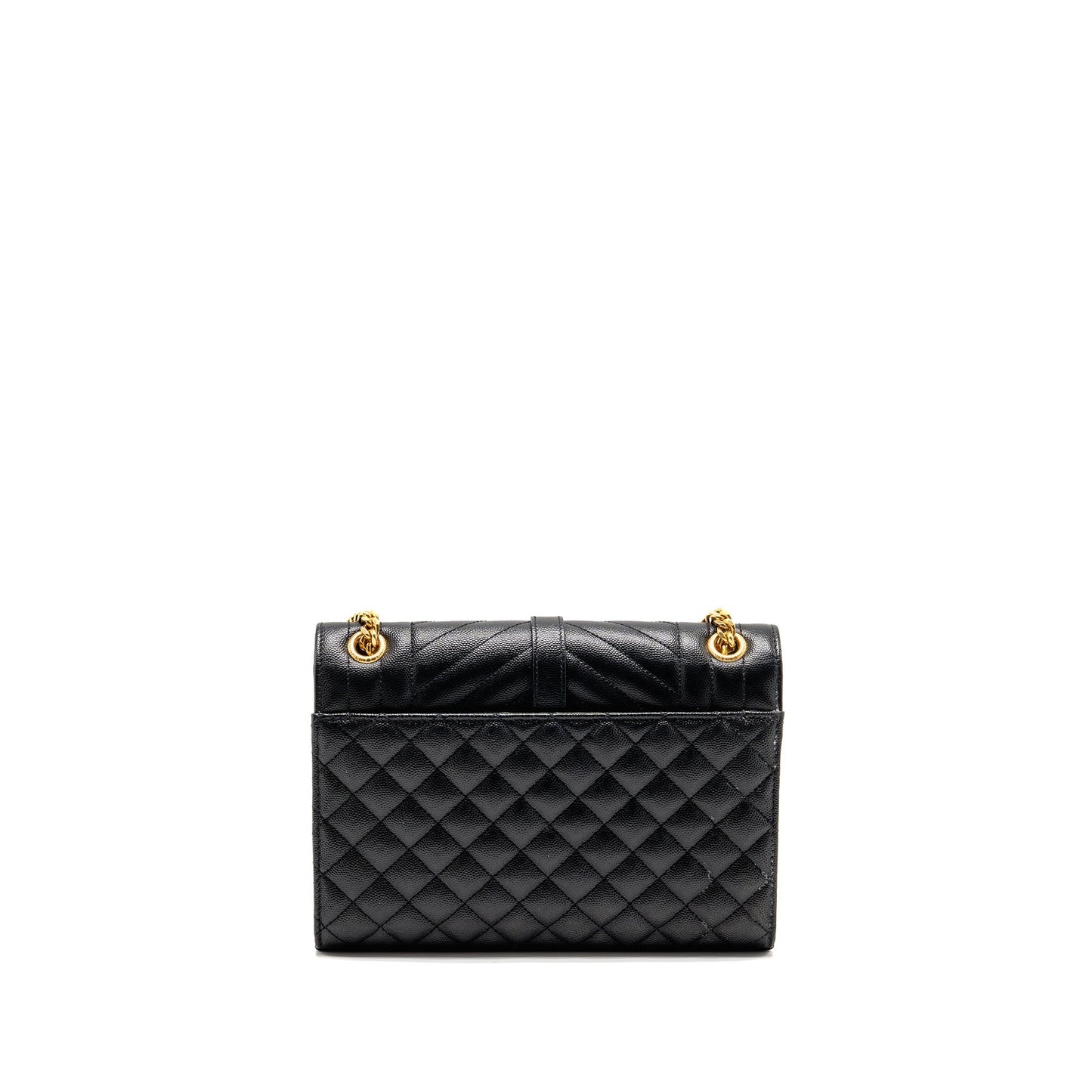 YSL Saint Laurent Envelope Purse Calfskin Travel Bag Black Medium