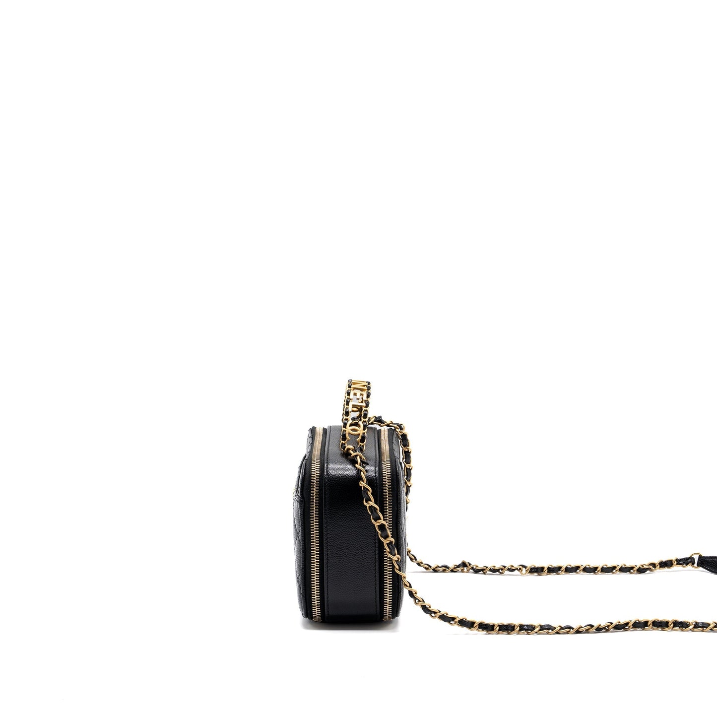 Chanel Letter top Handle vanity caviar Brushed Black Small Handbag