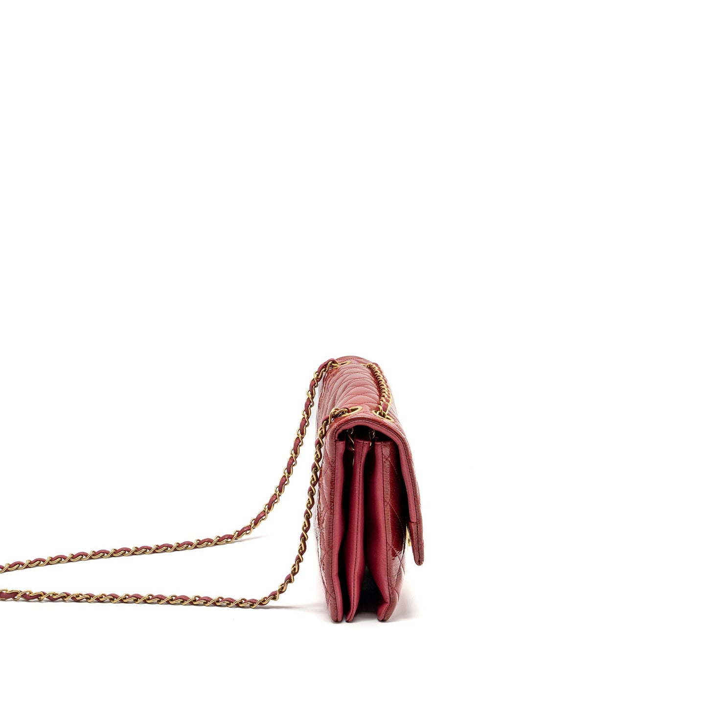 Chanel Seasonal Flap Patent Goatskin Lambskin GHW Red Shoulder Bag