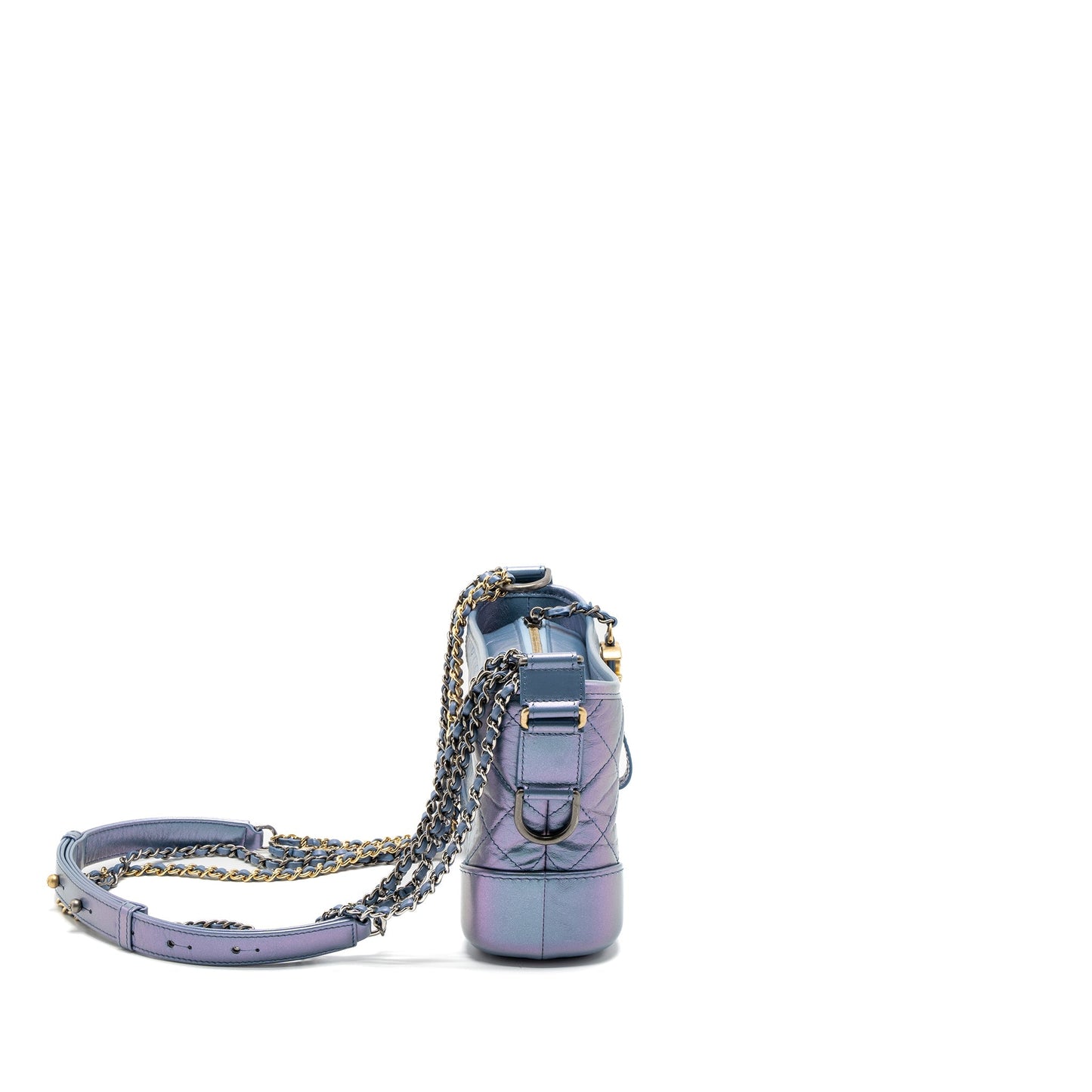 Chanel Gabrielle Hobo Aged Calfskin Iridescent Hardware Multicolour Blue Small Shoulder Bag