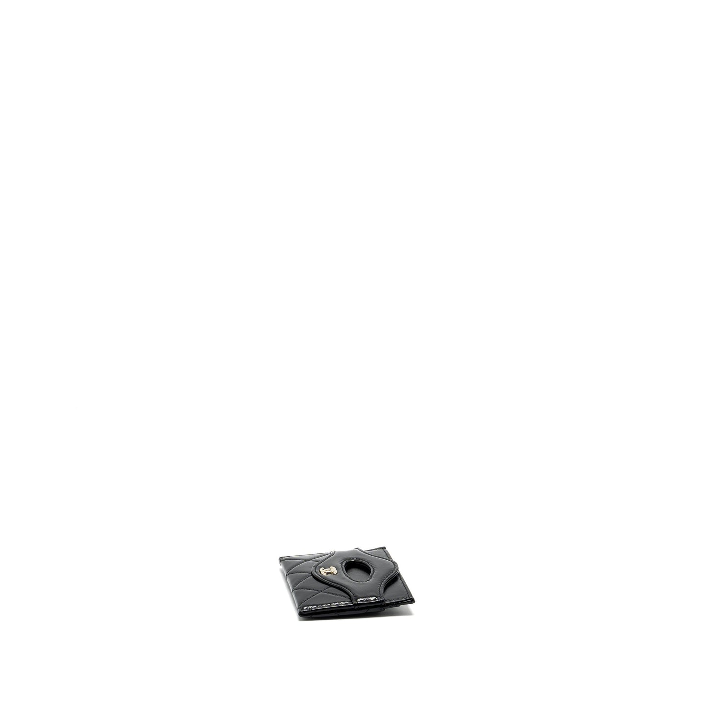 Chanel 31 card holder shiny goatskin LGHW Black Wallet Case