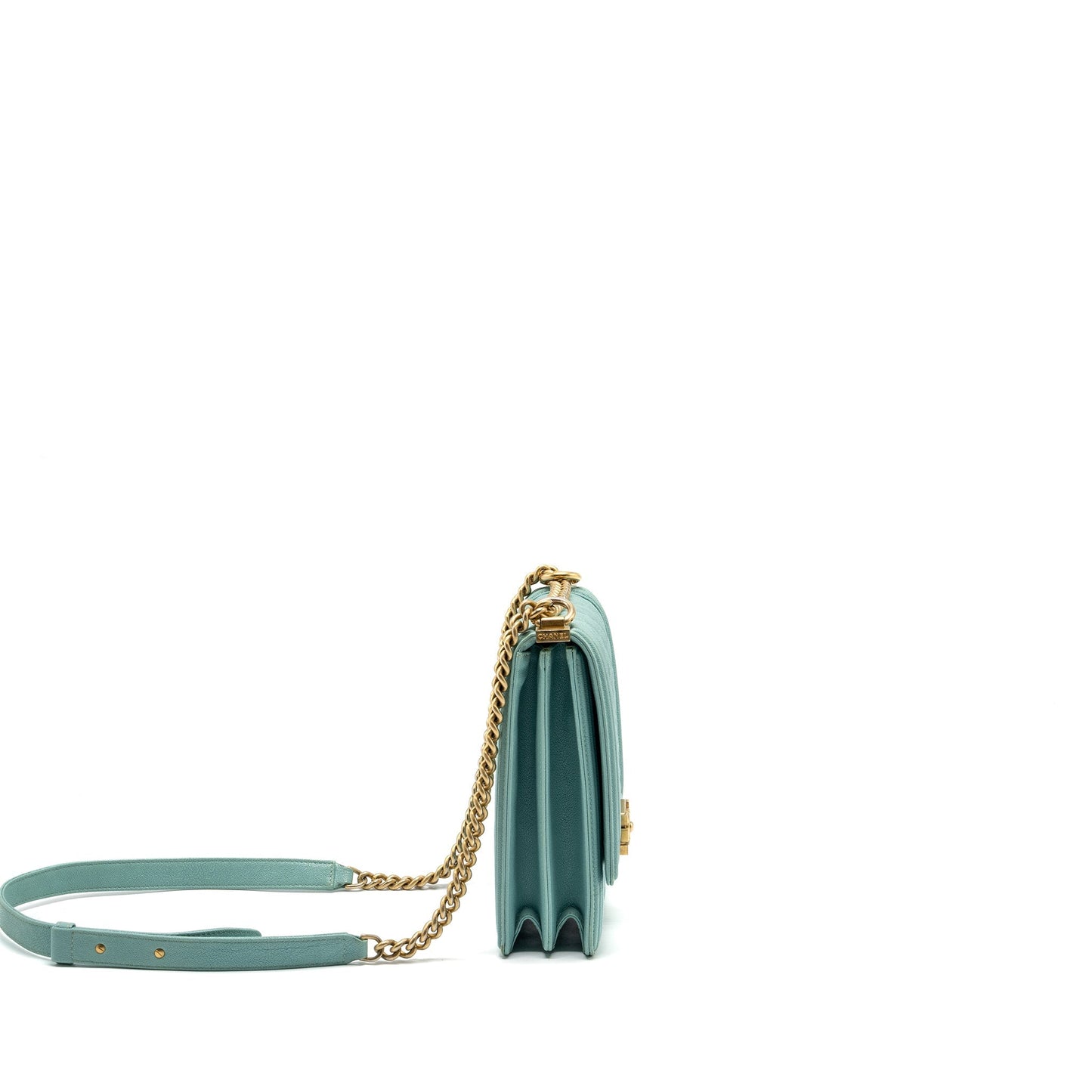 Chanel North South Boy Caviar Light GHW Blue Handbag