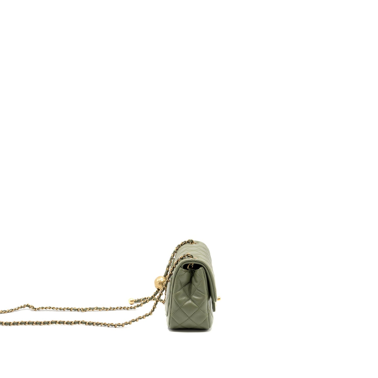 Chanel pearl crush square flap lambskin GHW Green Shoulder Bag