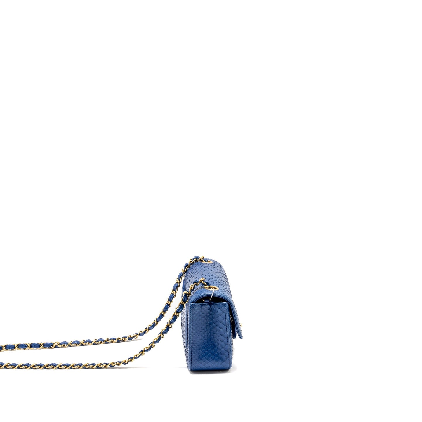 Chanel Rectangular Flap Python GHW Blue Shoulder Bag