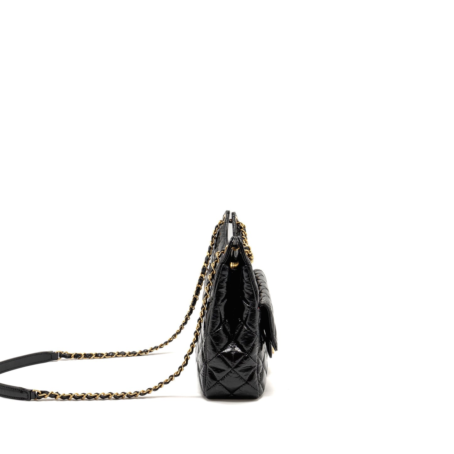 Chanel Hobo shiny calfskin GHW microchip Black Shoulder Bag