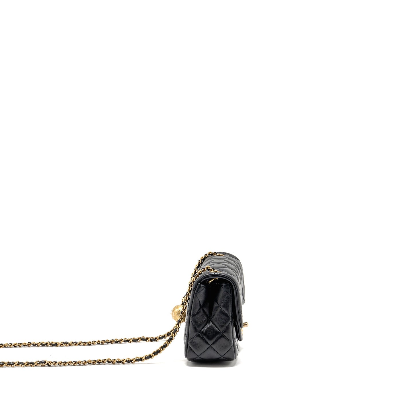 Chanel Pearl Crush Square Lambskin GHW Black Mini Bag
