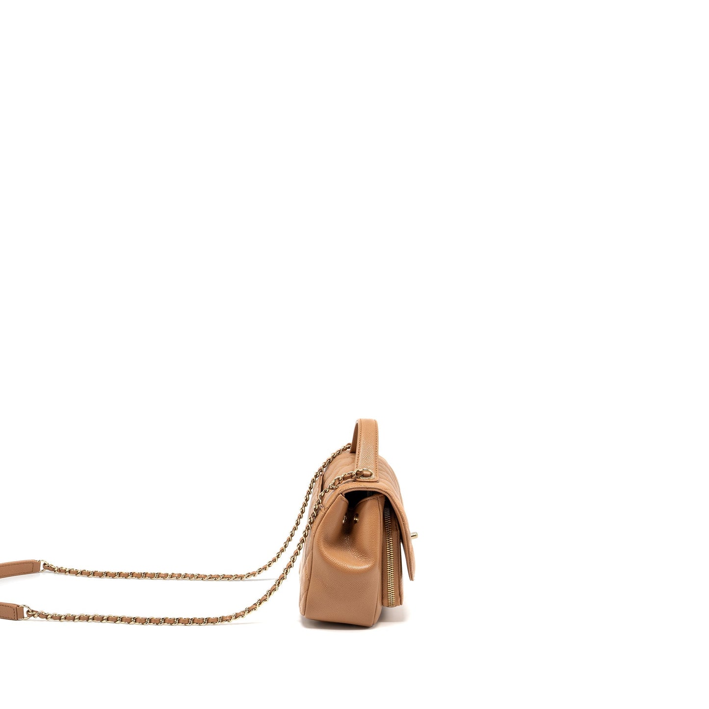 Chanel Business Affinity Caviar Dark LGHW Beige Small Handbag