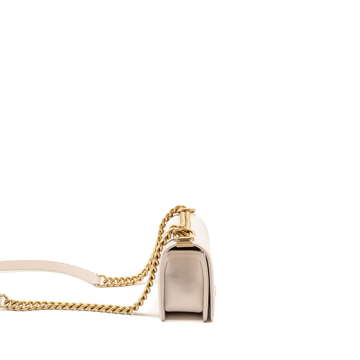 Chanel boy lambskin cream GHW White Small Handbag