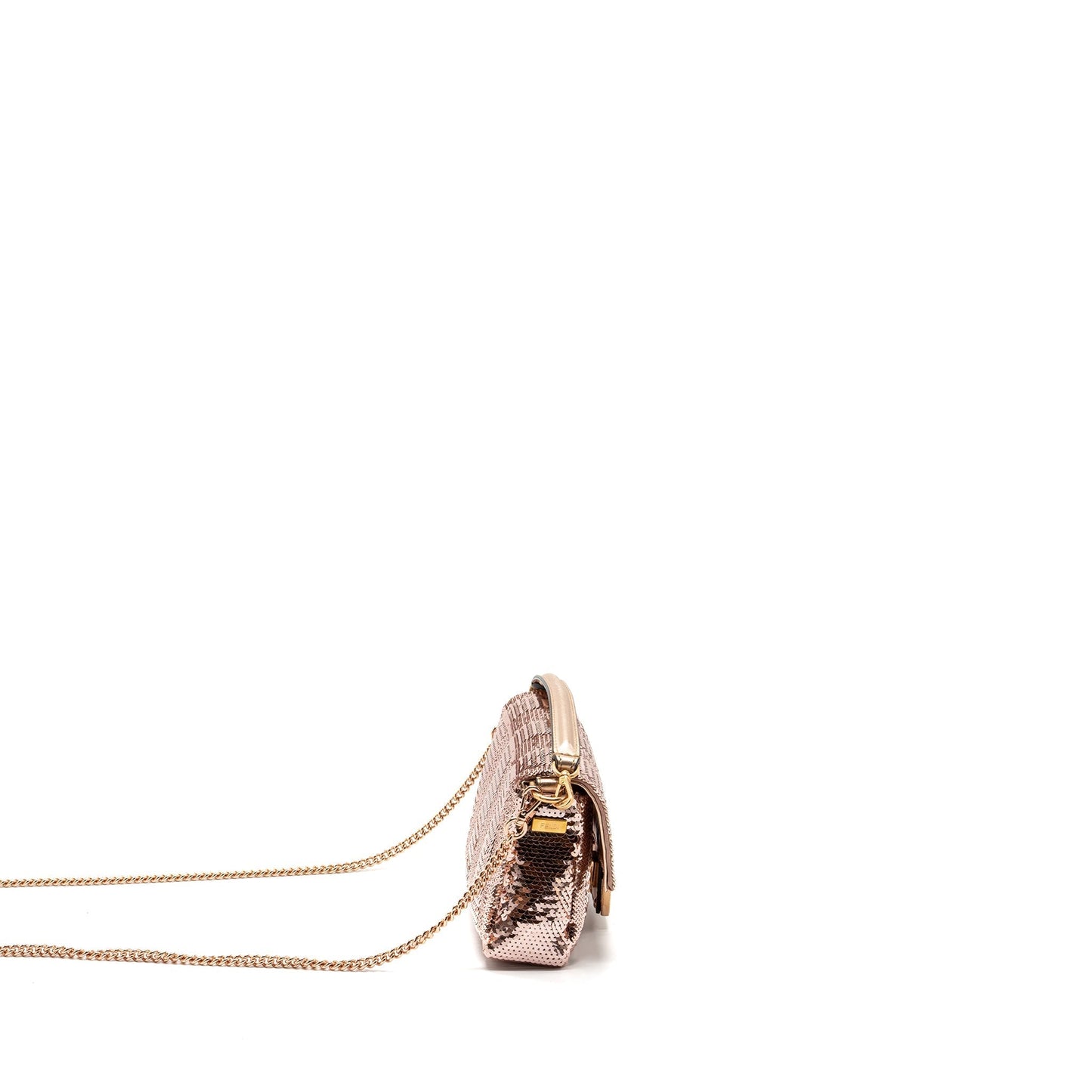 Fendi Baguette Paulette Rose Handbag Gold Mini Shoulder Bag