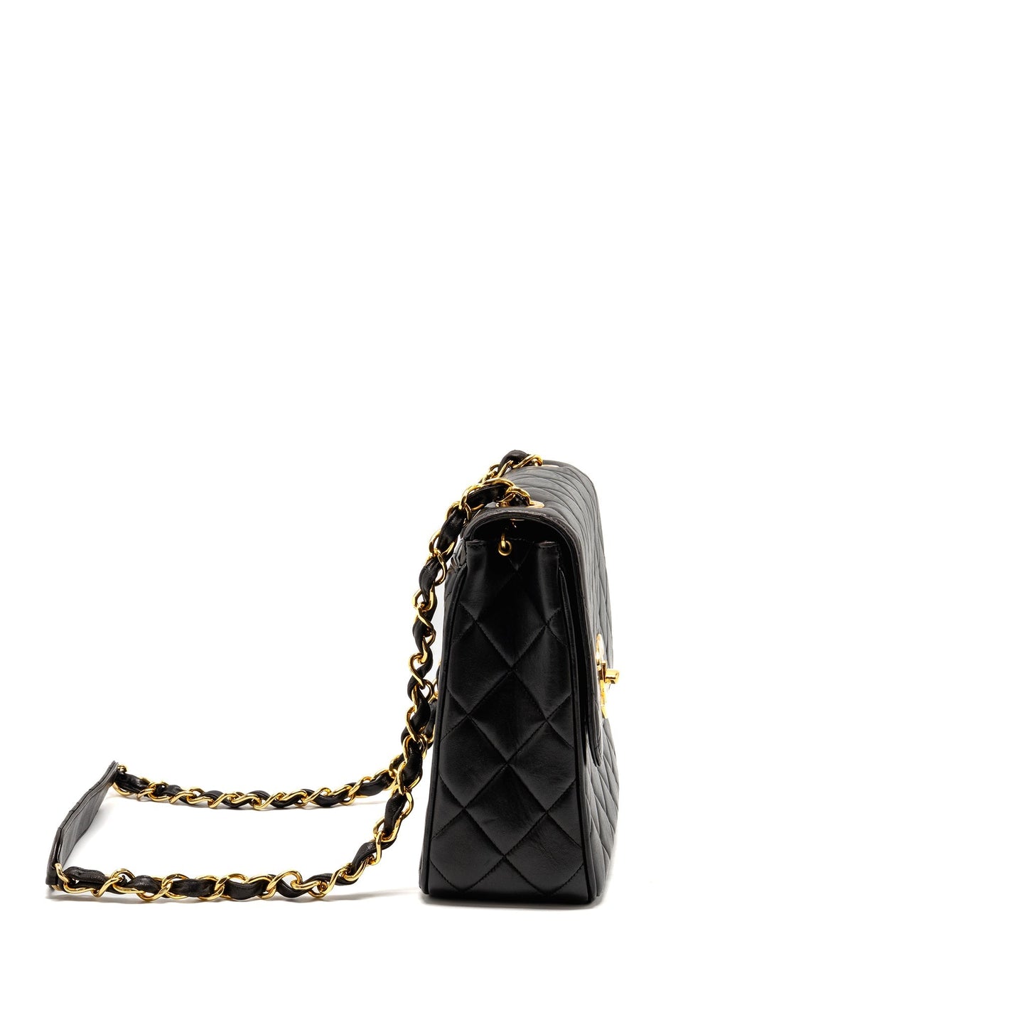 Chanel Square Flap Lambskin GHW Black Shoulder Bag 6