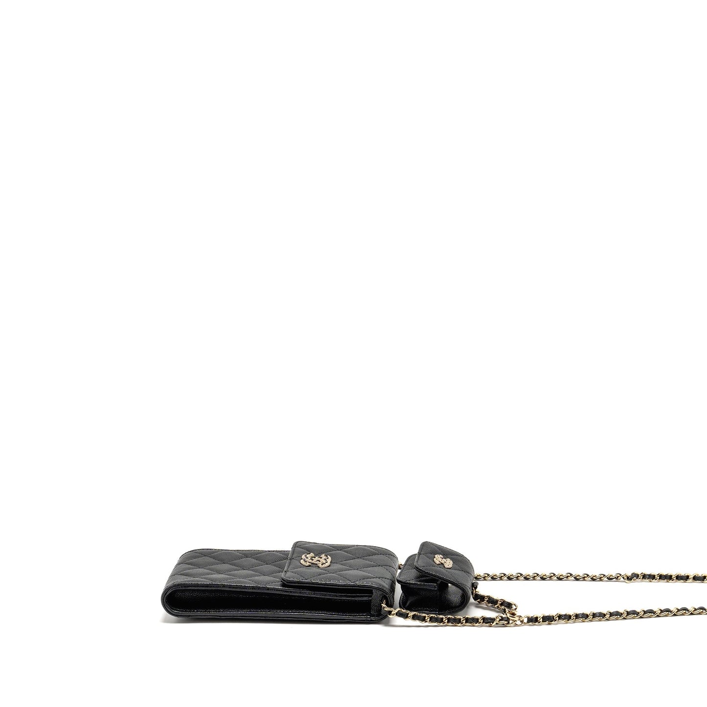 Chanel Classic Phone on Caviar LGHW Black Clutch Bag