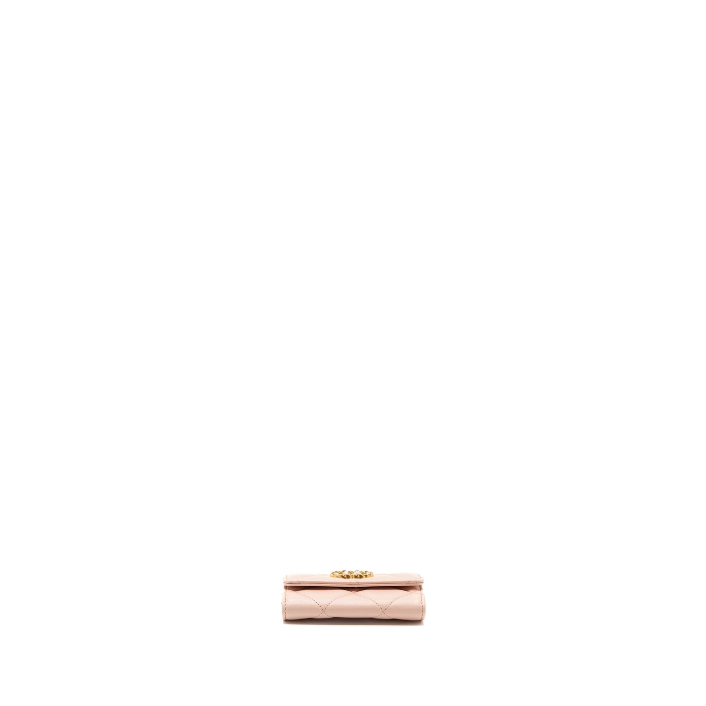Chanel 19 Card Holder Lambskin Light GHW Pink Wallet Case