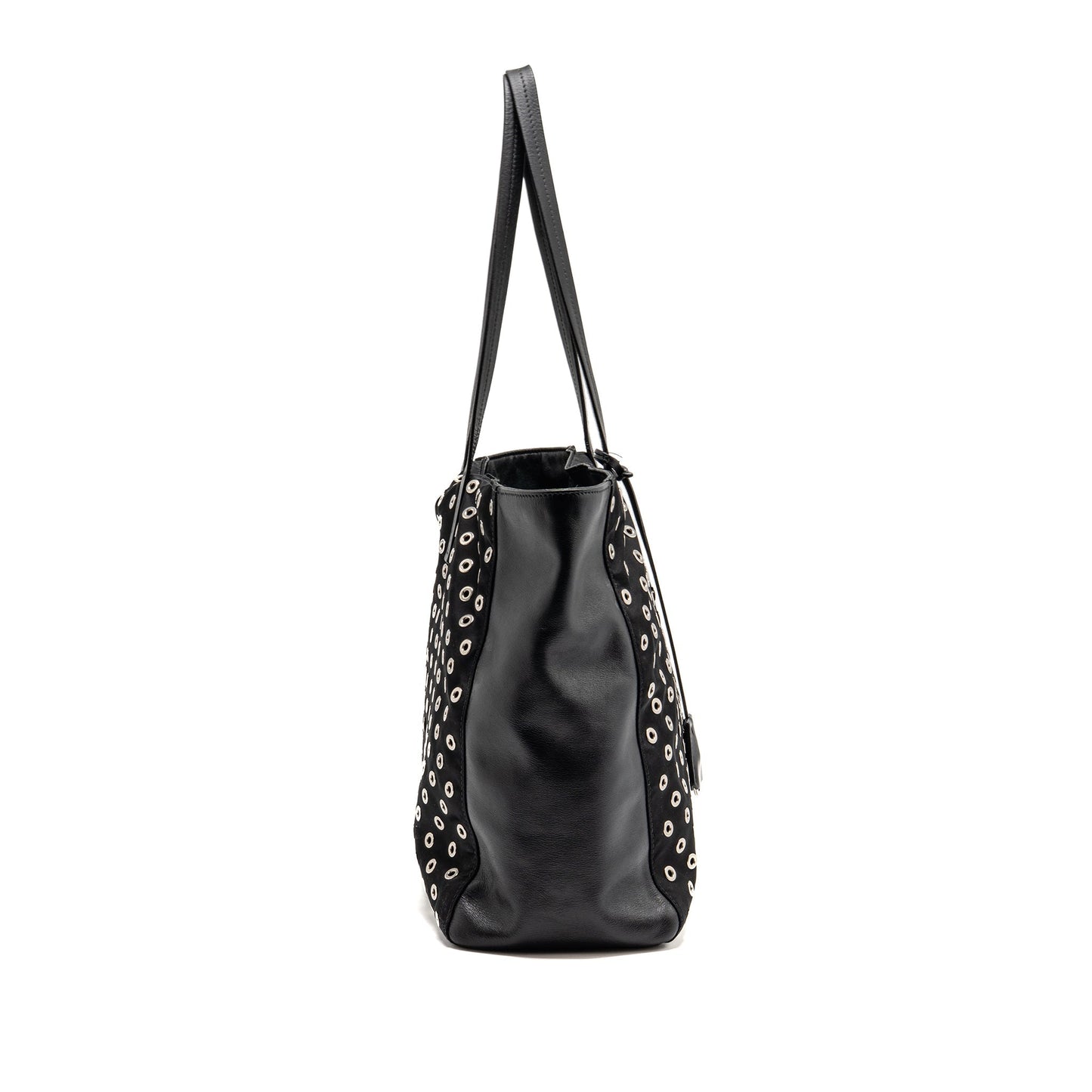 Prada Purse Lambskin Fabric Handbag Black Mini Travel Bag
