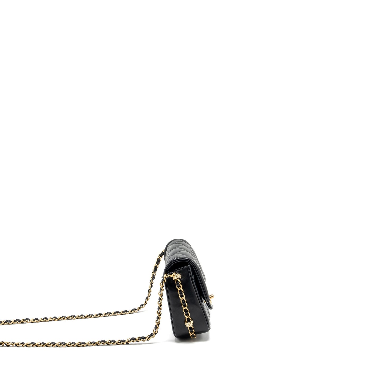 Chanel Quilted flap detailed logo lambskin GHW Black Shoulder Bag