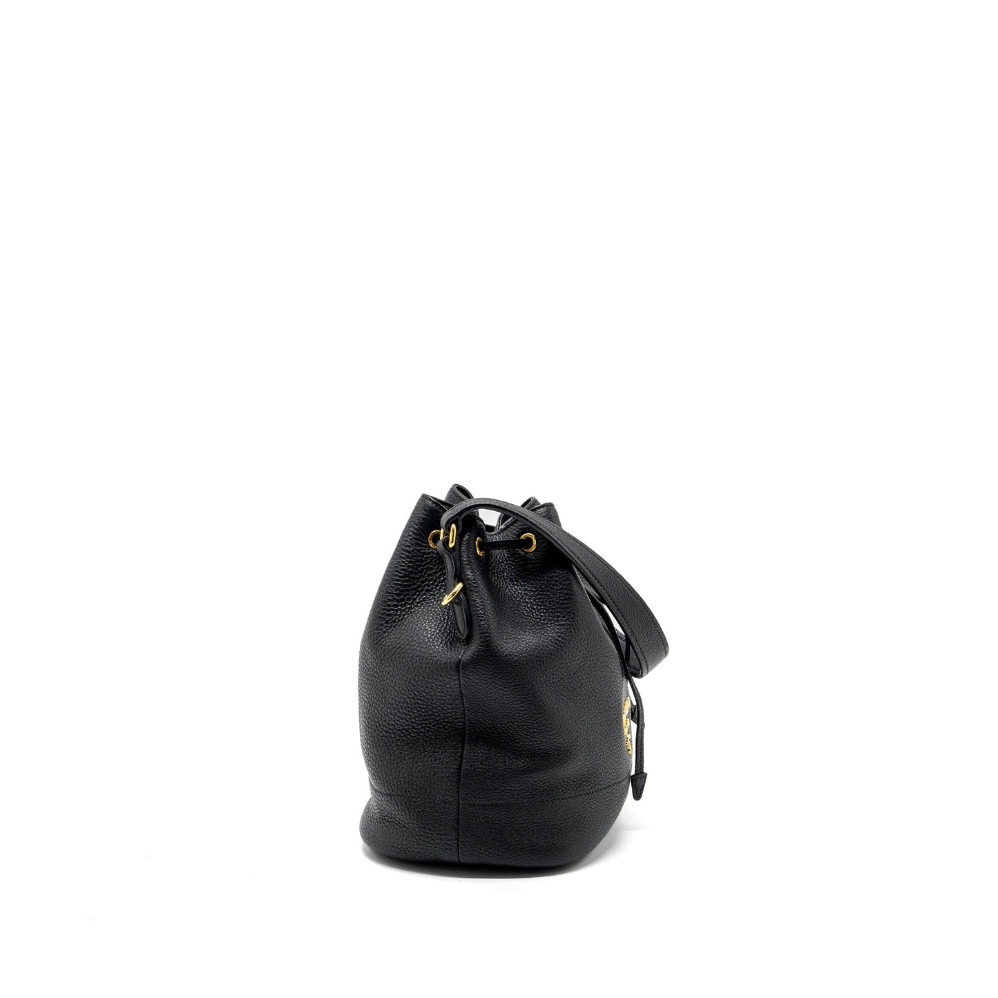 Prada Secchiello Purse Grained Calfskin Handbag Black Bucket Bucket Bag