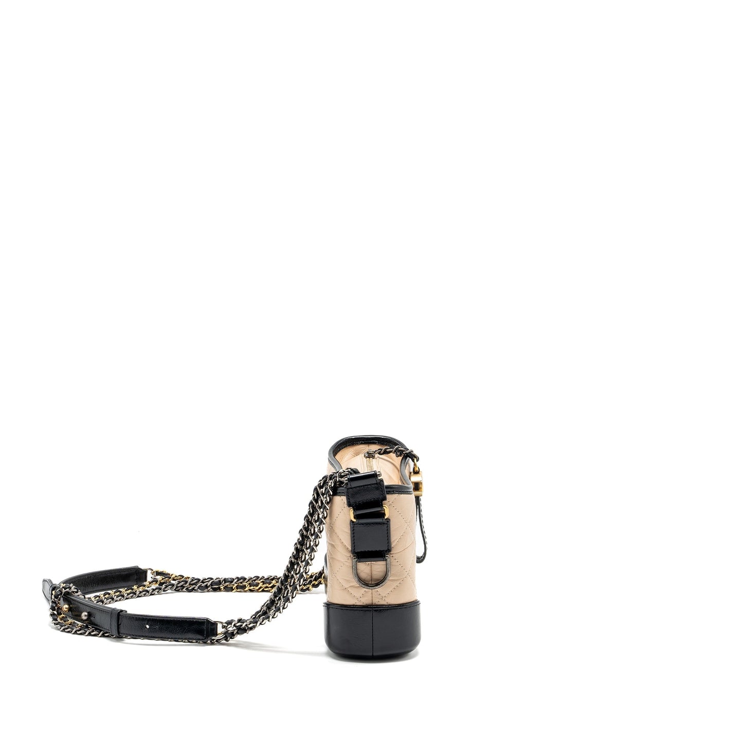 Chanel Gabrielle Hobo Aged Calfskin Hardware Multicolour Black Beige Small Shoulder Bag