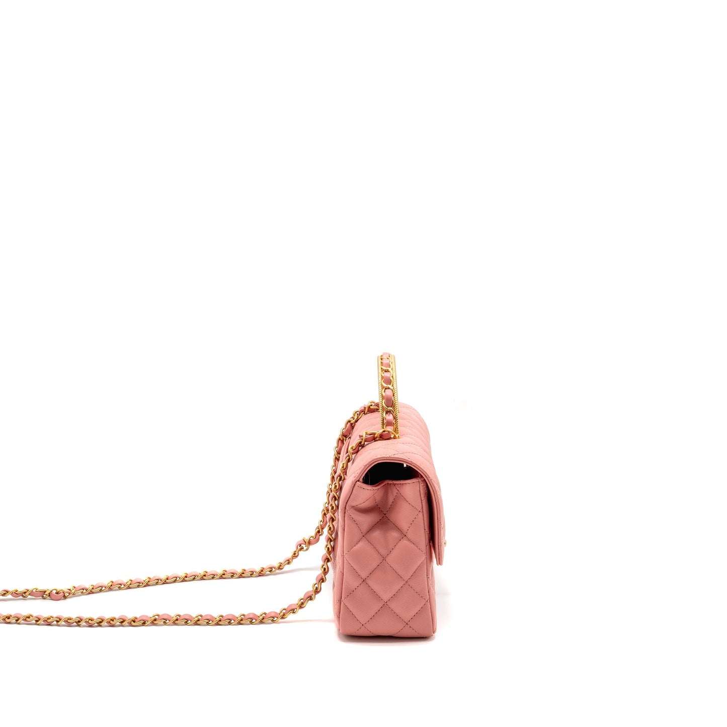 Chanel 23k detail top handle flap Lambskin Pink Shoulder Bag