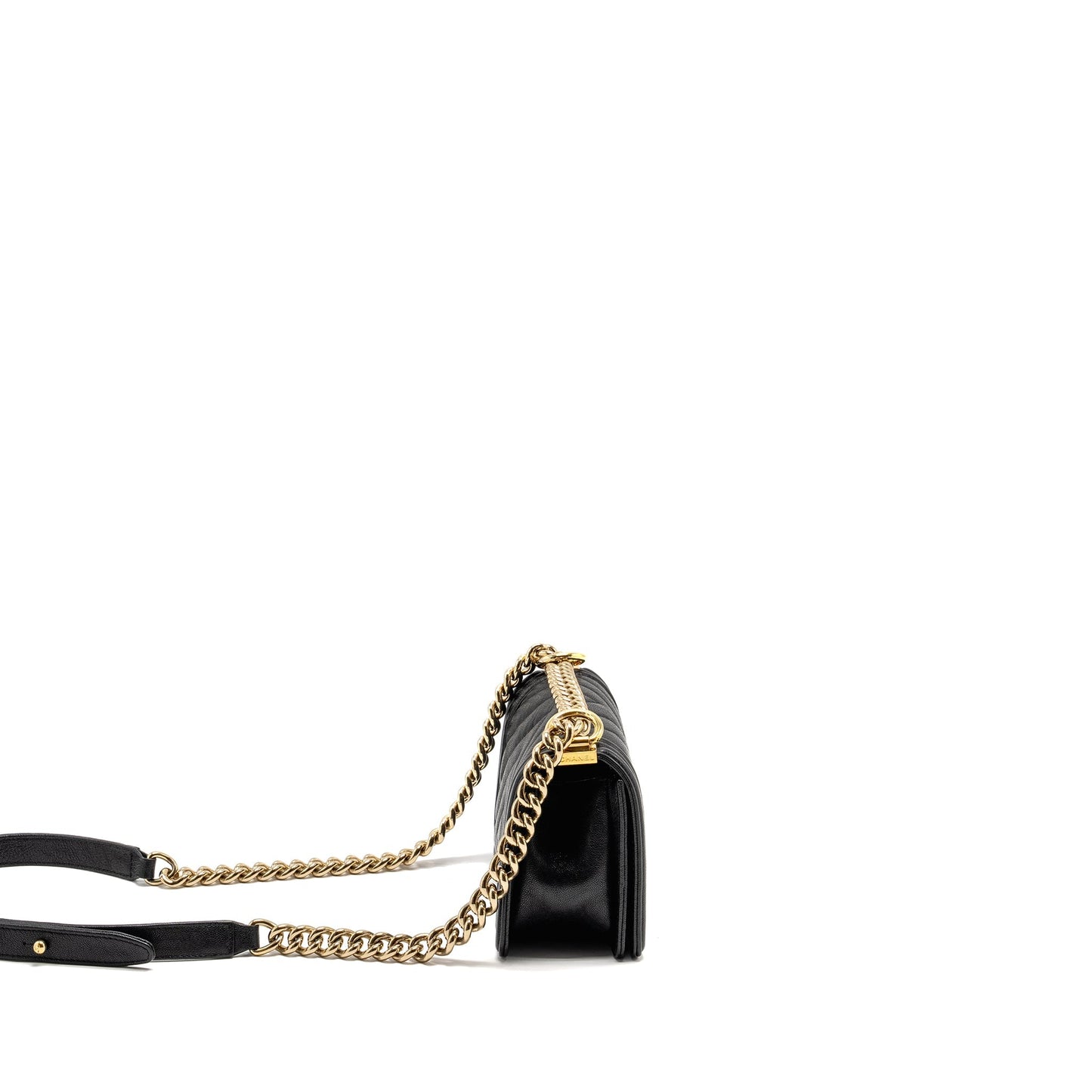 Chanel Chevron Boy Caviar GHW Black Small Handbag