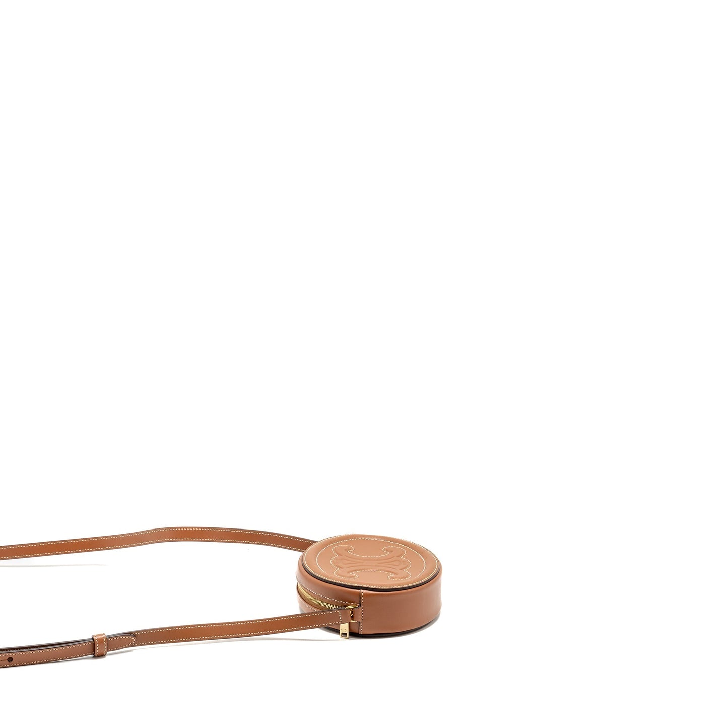 Luxury Crossbody Oval Purse Cuirass Triomphe Smooth Tan Crossbody Bag