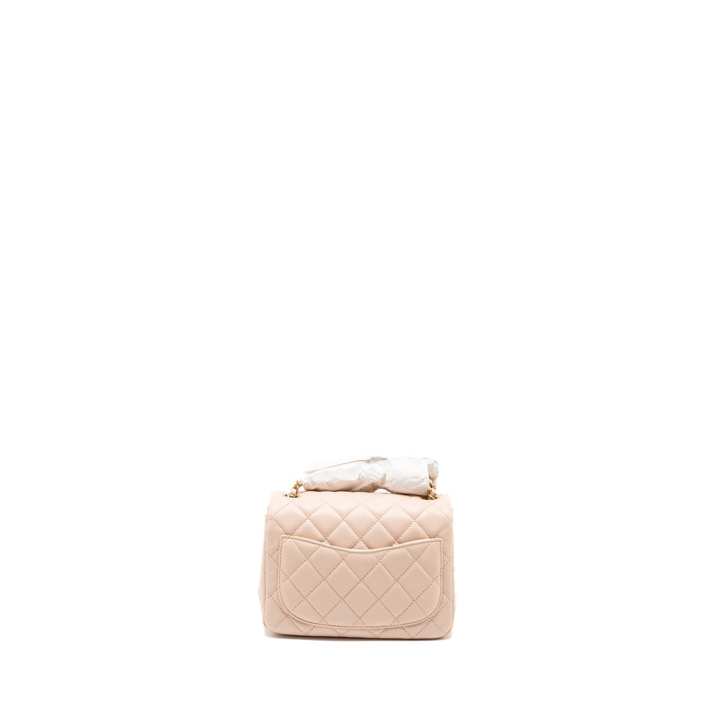 Chanel 22C pearl crush square flap lambskin Pink Shoulder Bag Microchip 1