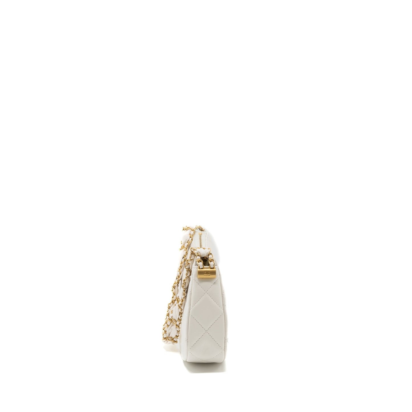 Chanel 23k Hobo Calfskin GHW microchip White Shoulder Bag Microchip 1
