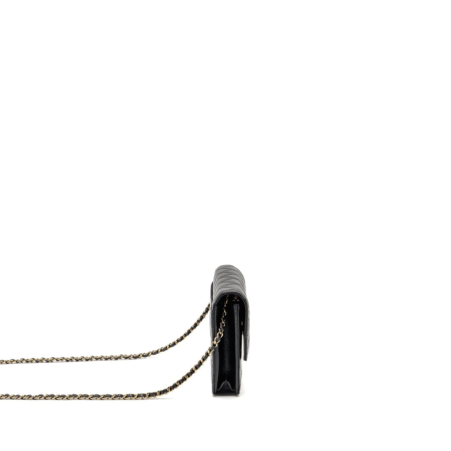 Chanel Square On Caviar LGHW Microchip Black Wallet Case