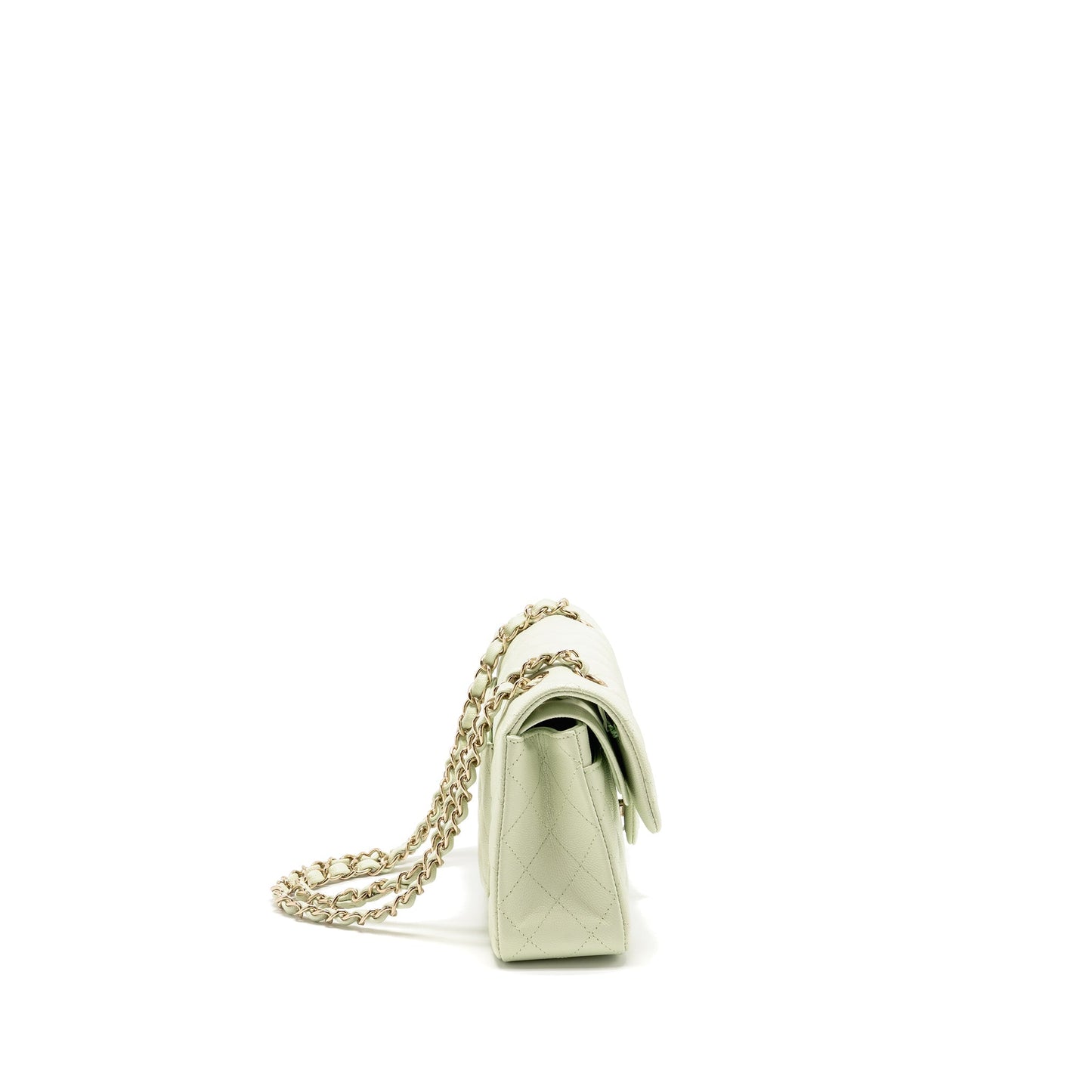 Chanel Classic Double Flap Caviar Light LGHW Green Small Shoulder Bag