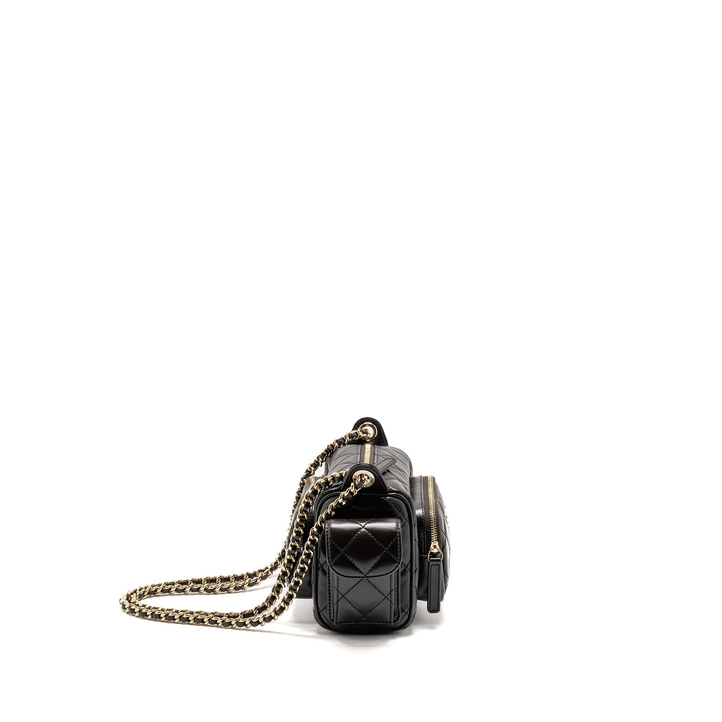 Chanel 24K Camera Shiny Crumpled Lambskin Dark Brown Small Handbag