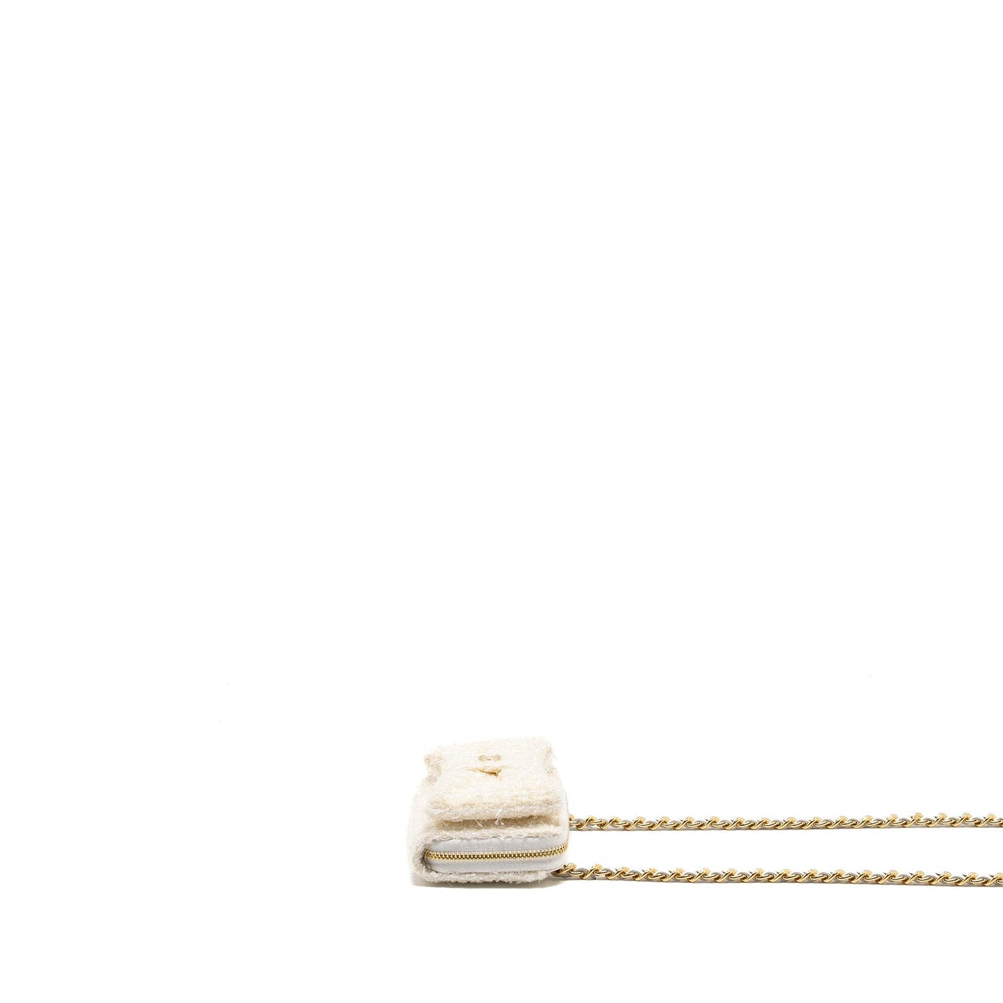 Chanel Bow Card Holder Tweed LGHW Microchip White Wallet Case Lghw Microchip