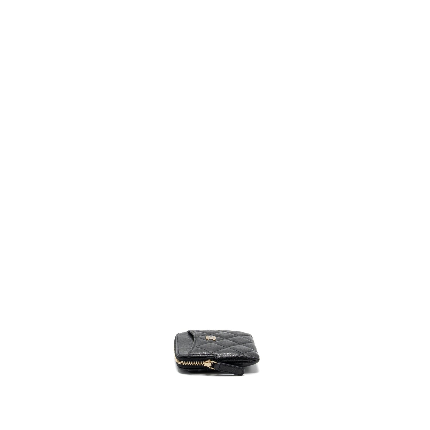 Chanel square zipper card holder caviar LGHW Black Wallet Case Microchip 1