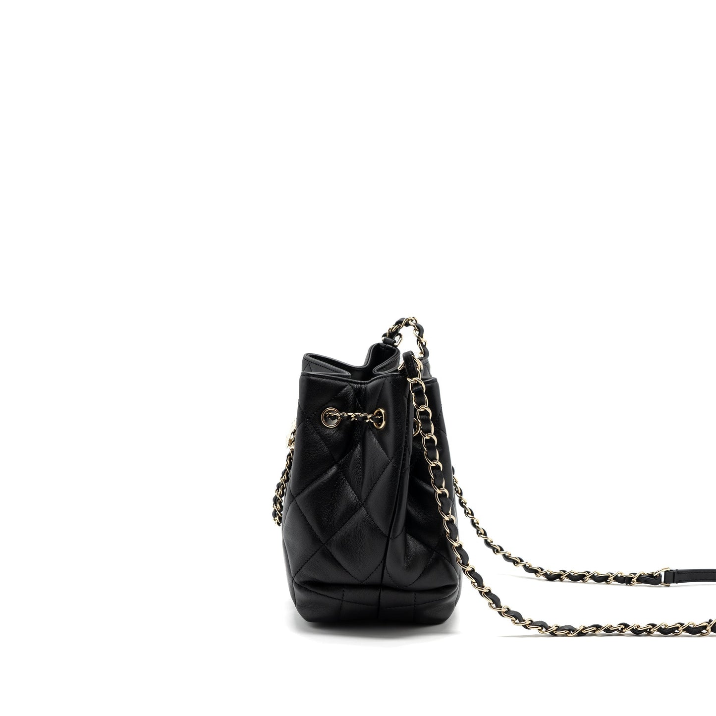 Chanel Drawstring Bucket Calfskin LGHW Black Jewelry Lghw 1