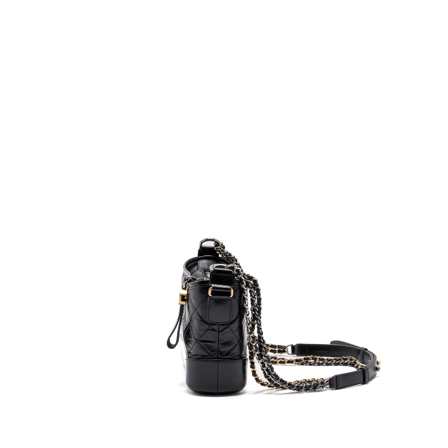 Chanel Gabrielle Hobo Aged Calfskin Hardware Multicolour Black Small Shoulder Bag Black Ghw