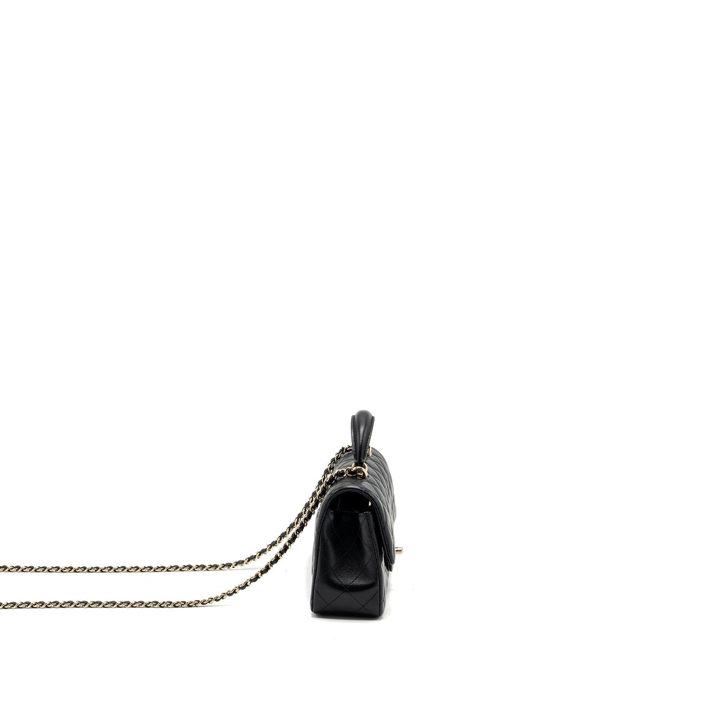 Chanel Top Handle Rectangular Lambskin LGHW Microchip Black Mini Bag Black Lghwmicrochip