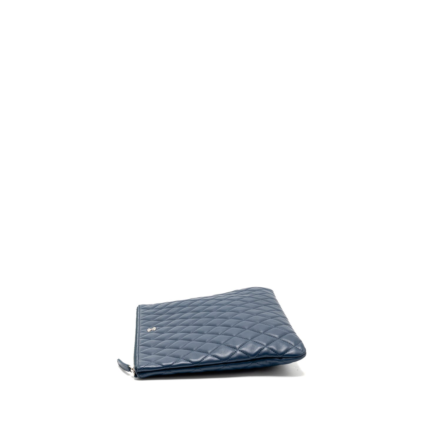 Chanel Classic Quilted Lambskin Navy SHW Clutch Bag