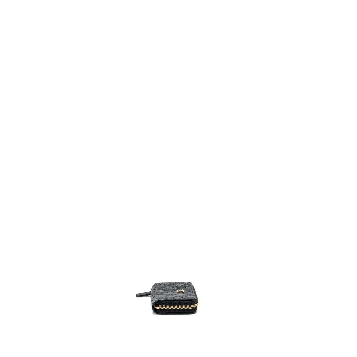Chanel Zip Card Holder Caviar GHW Black Wallet Case