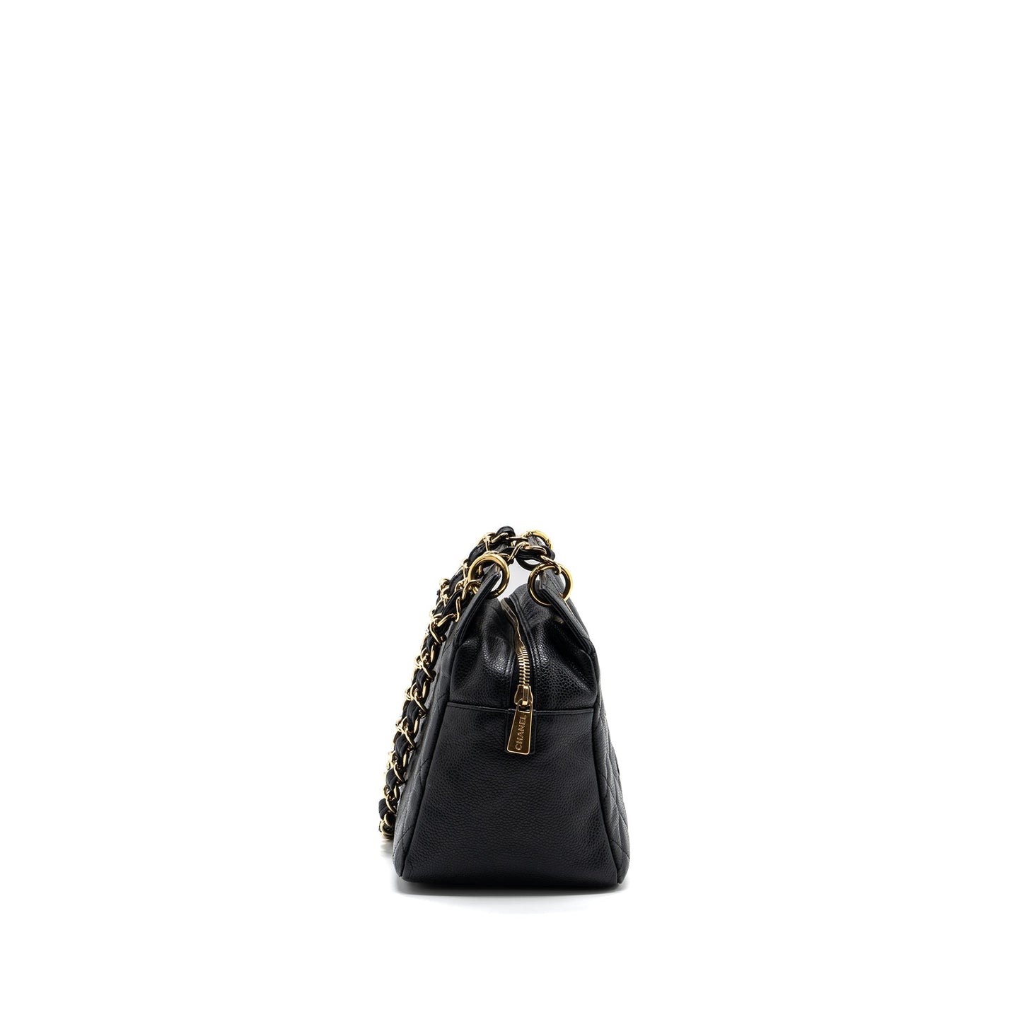 Chanel CC logo shopping caviar GHW Black Small Tote Bag