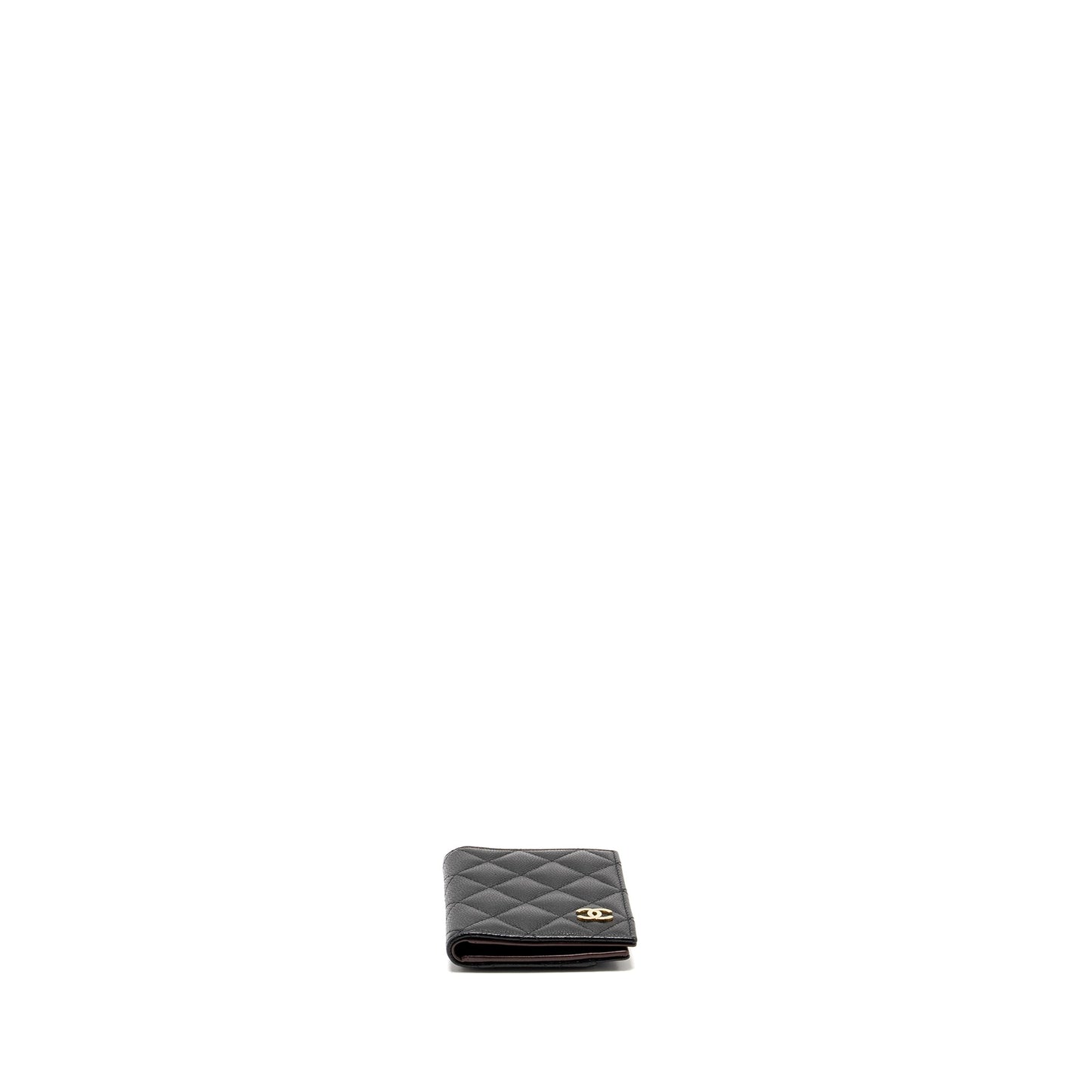 Chanel Compact Card Holder Caviar LGHW Black Wallet Case