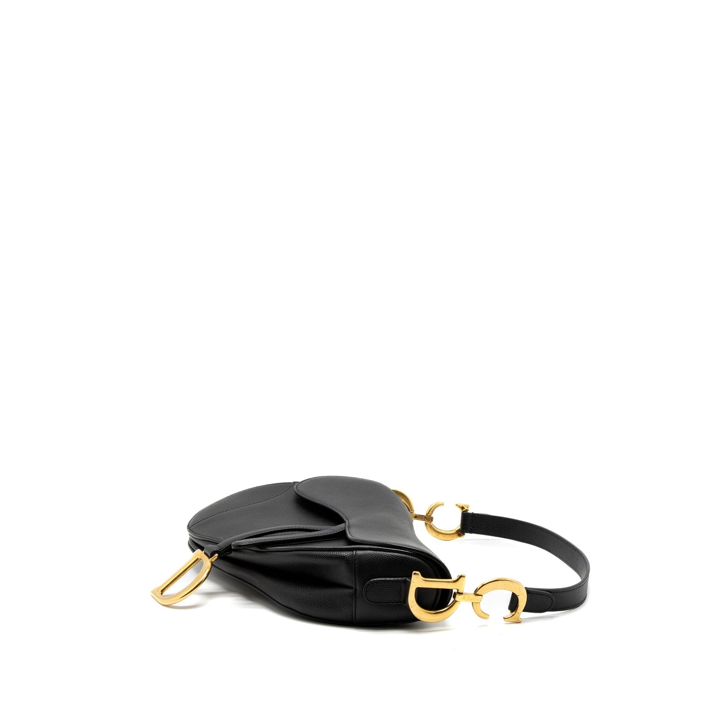 Dior Saddle Purse Grained Calfskin Handbag Black Medium Travel Bag