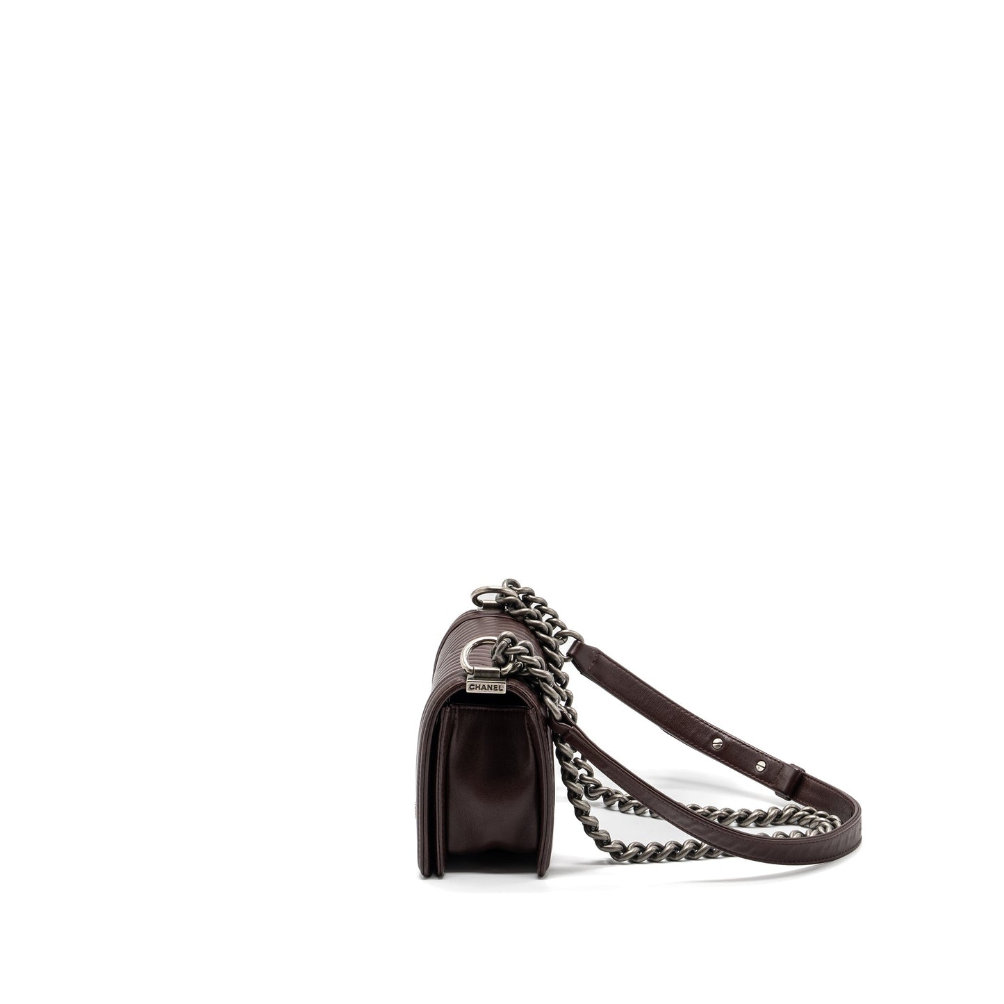 Chanel Chevron Boy Lambskin BURGUNDY HARDWARE Small Handbag