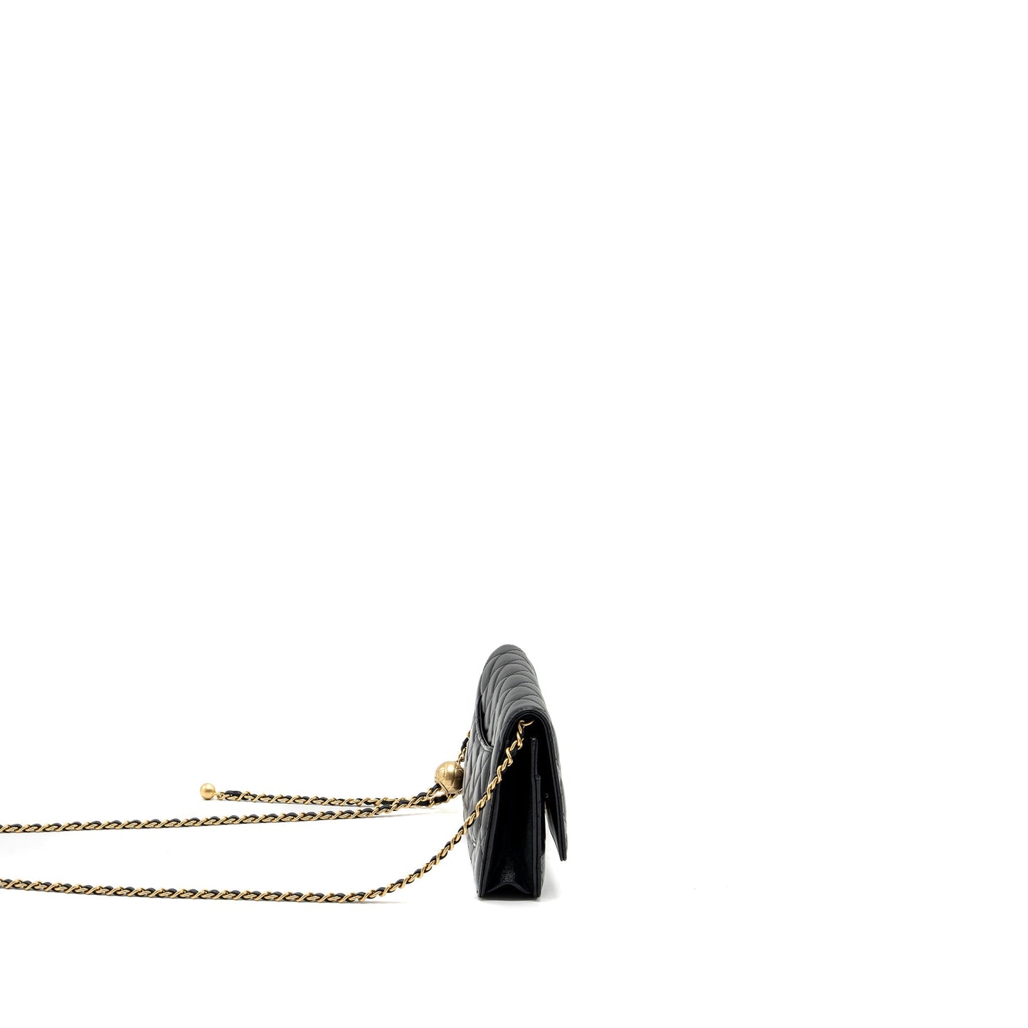 Chanel Pearl Crush On Lambskin GHW Black Wallet Case Ghw 2