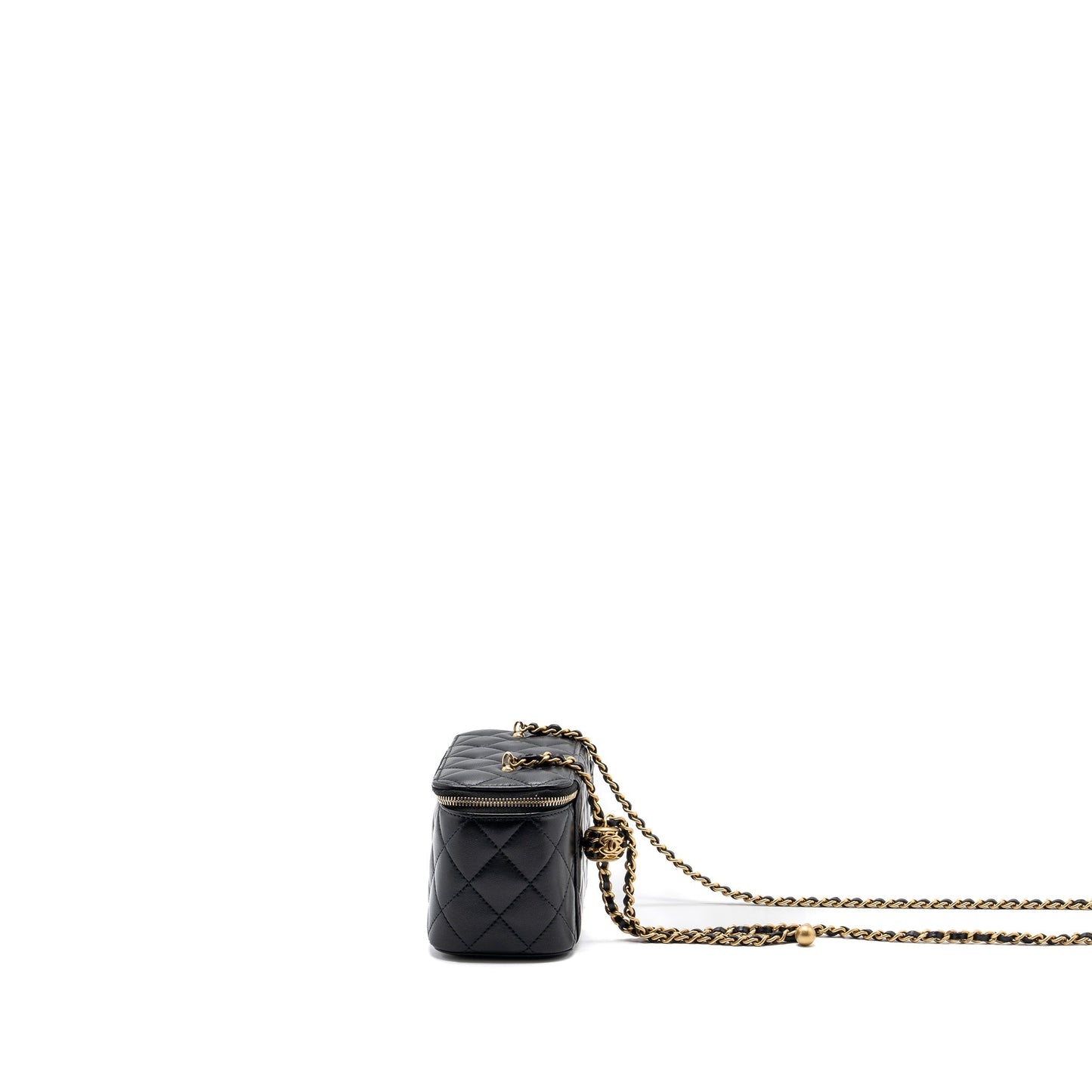 Chanel Pearl Crush Long Vanity Lambskin GHW Black Handbag 7